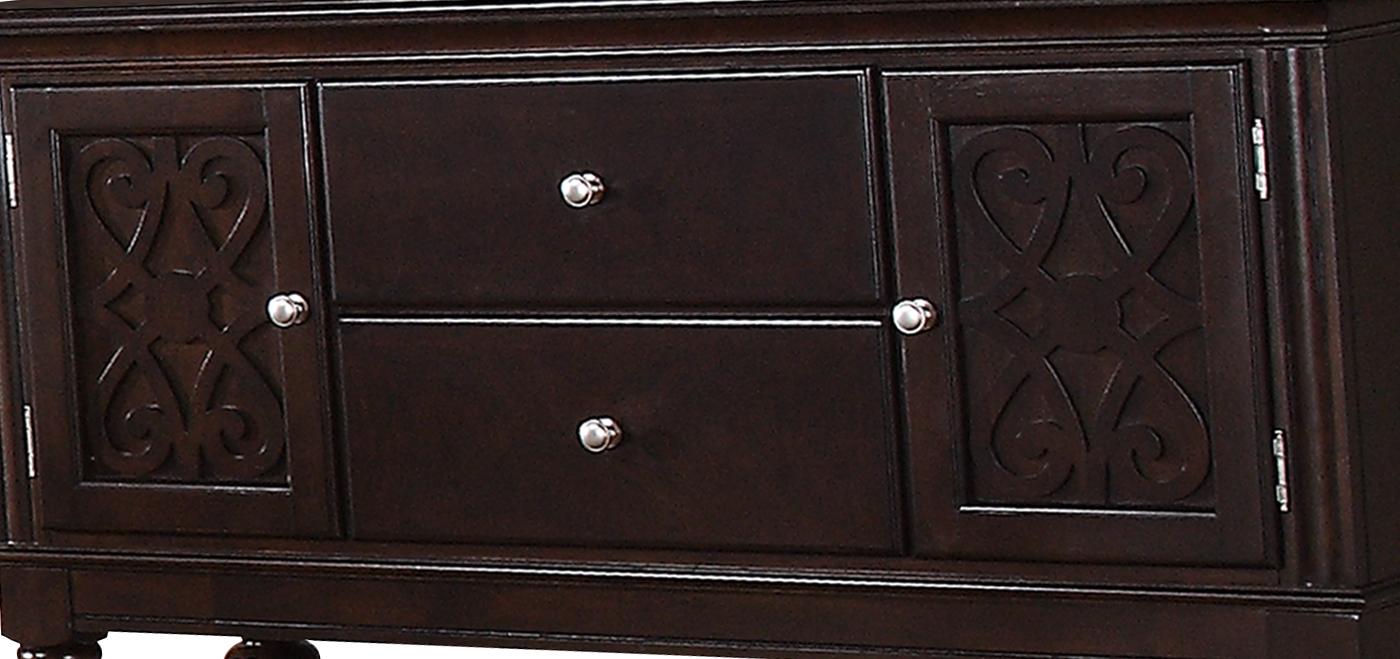 Zora Transitional Style Dining Server in Cherry finish Wood