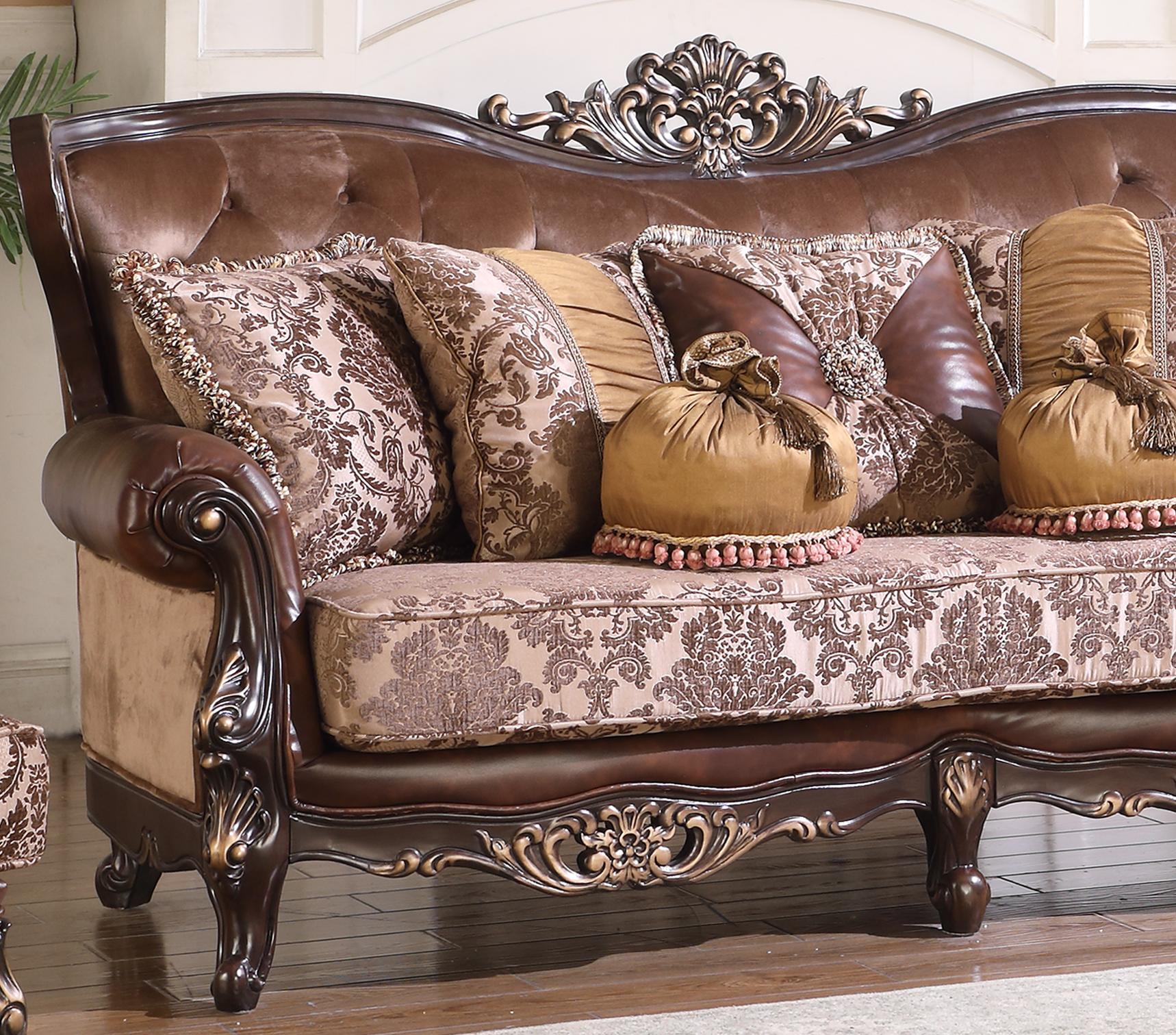 Phoenix Transitional Style Sofa in Cherry finish Wood