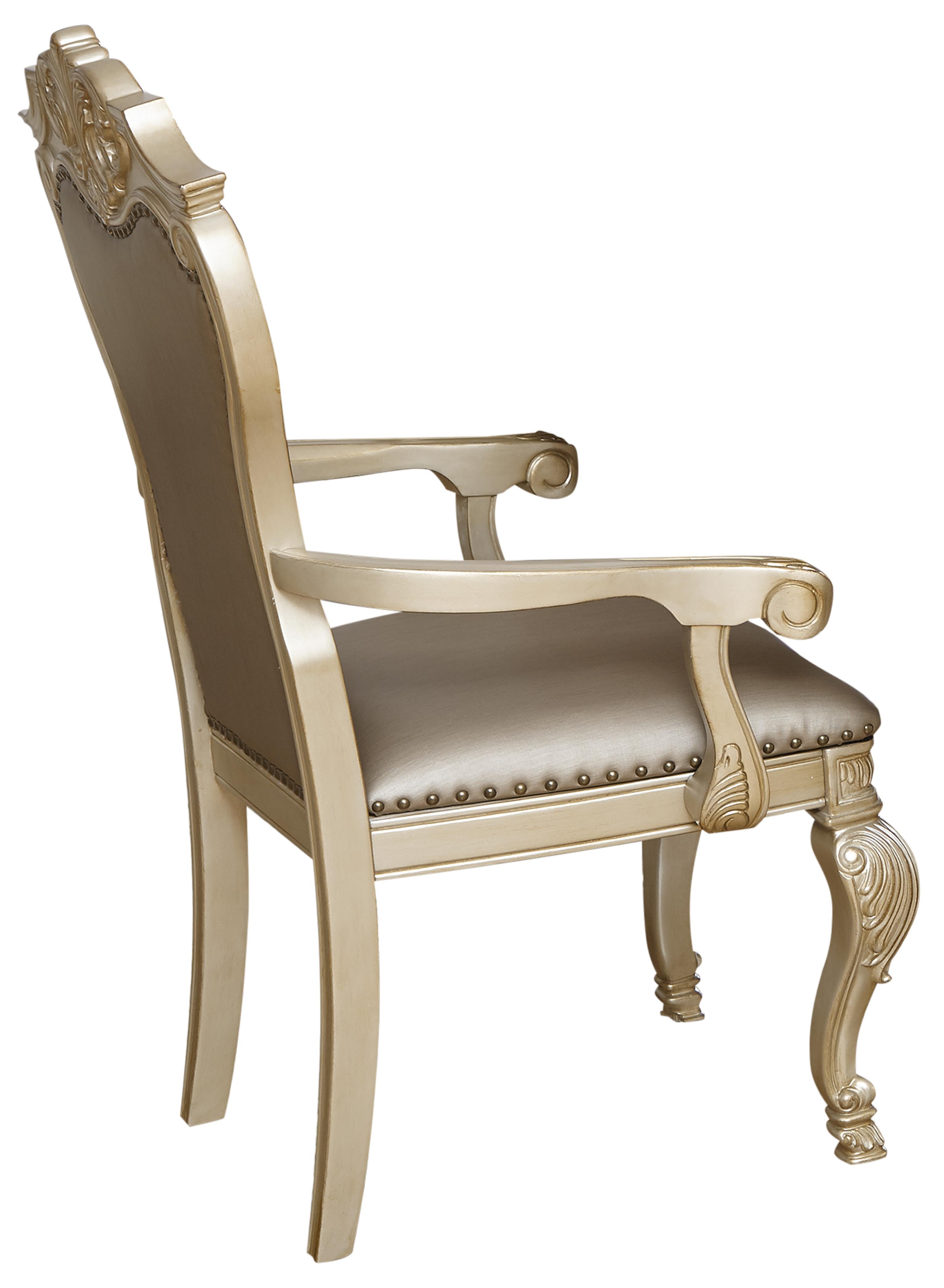 Miranda Transitional Style Dining Arm Chair in Gold finish Wood