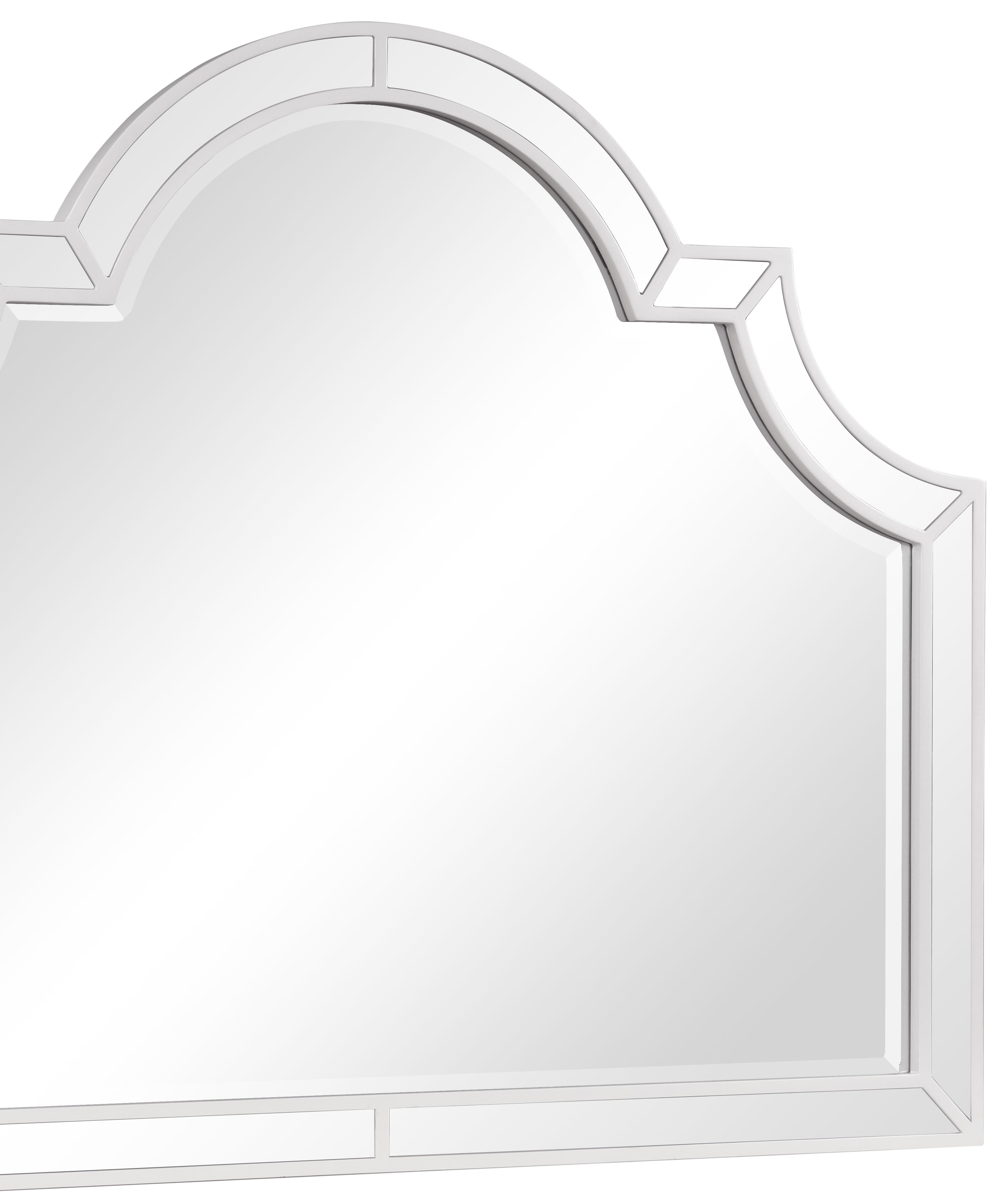 Grand Gloria Contemporary Style Mirror in White finish Wood