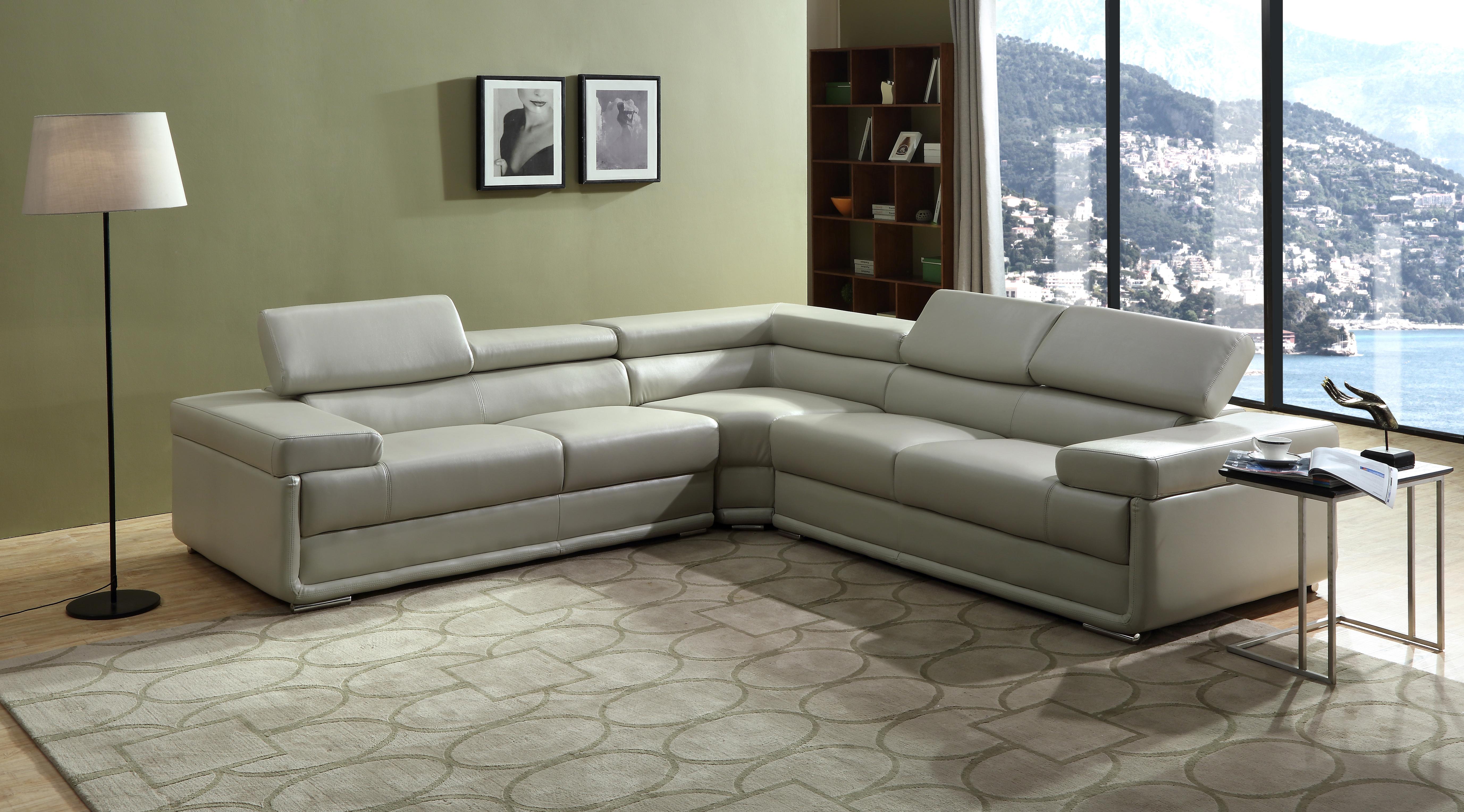 Zenith Beige Sectional in Faux Leather