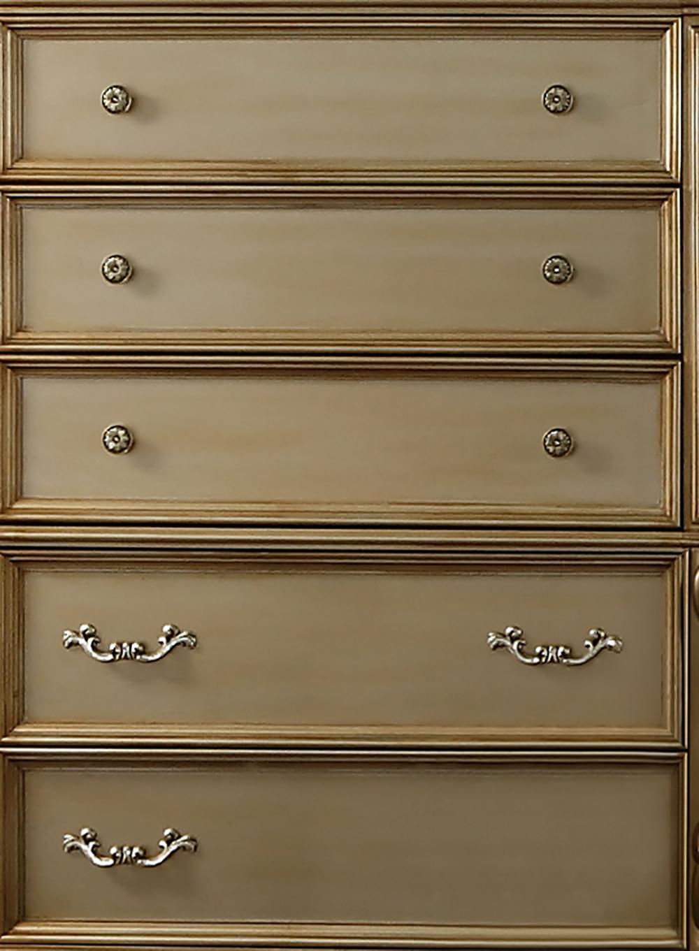 Miranda Transitional Style Chest in Gold finish Wood