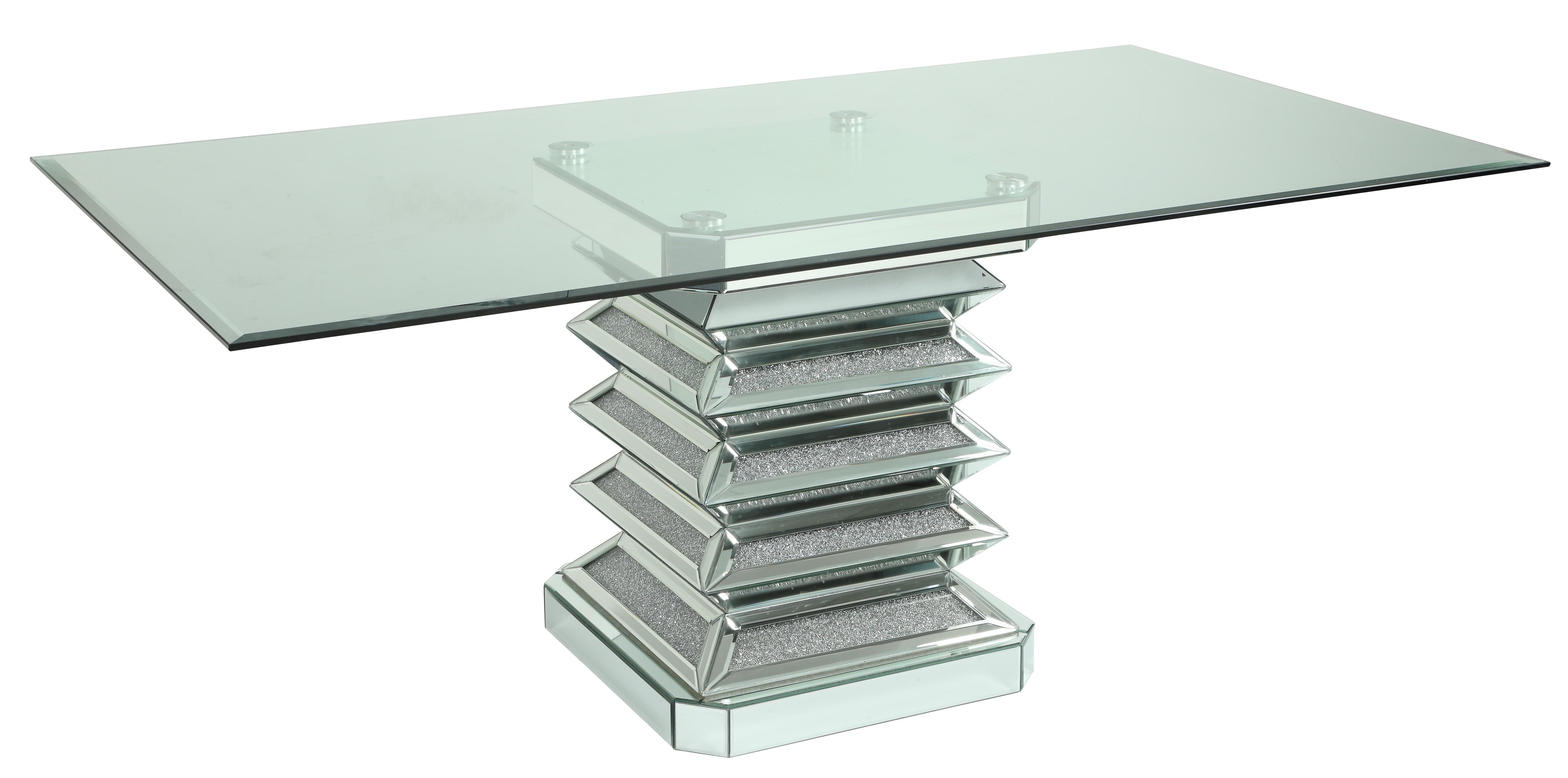 Ava Modern Style Dining Table in Silver and Glass