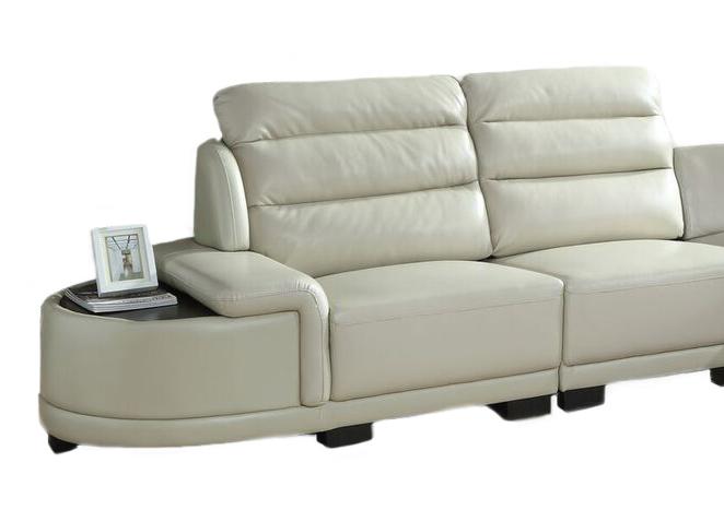 Orchid White Sectional in Faux Leather