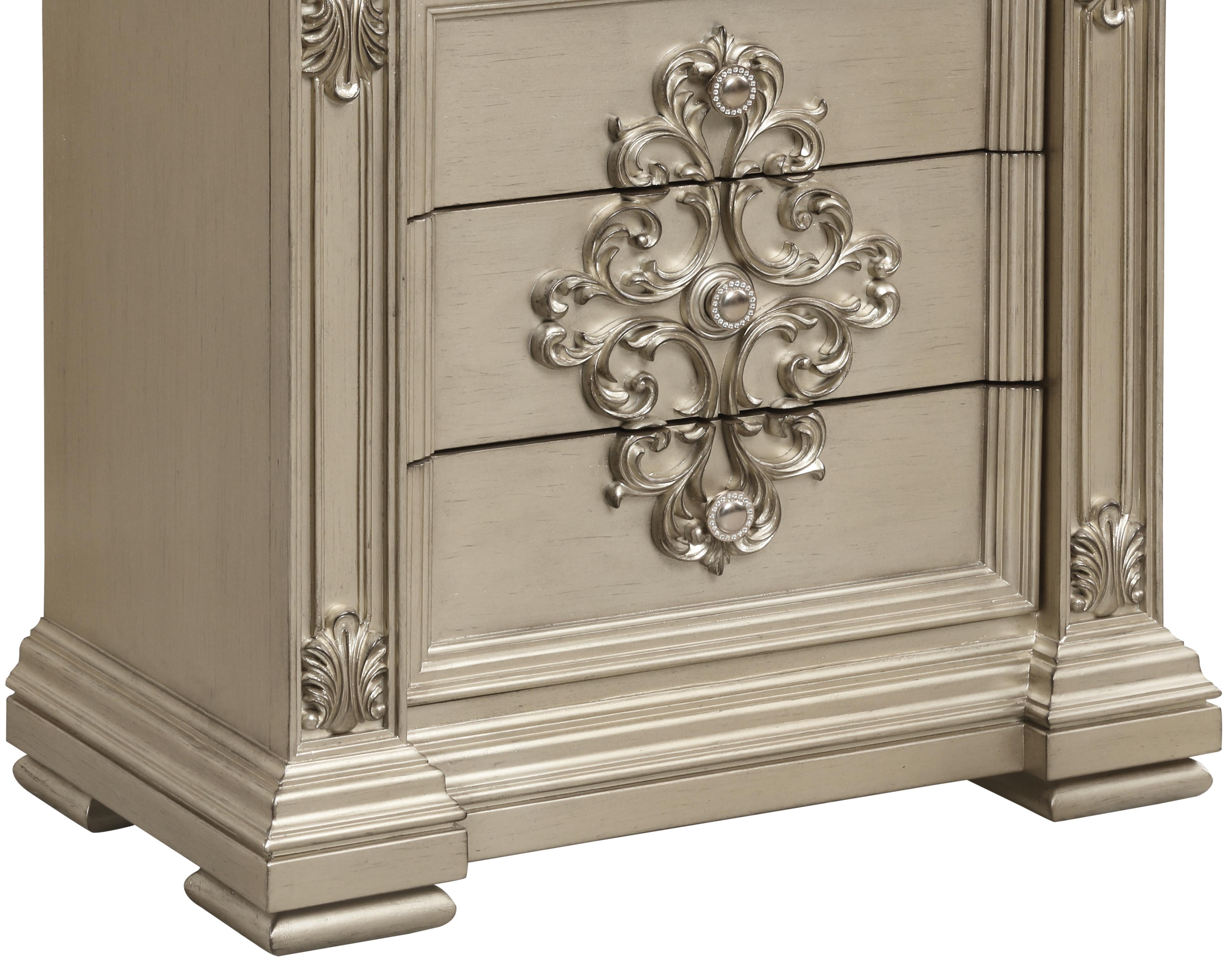 Alicia Transitional Style Nightstand in Beige finish Wood