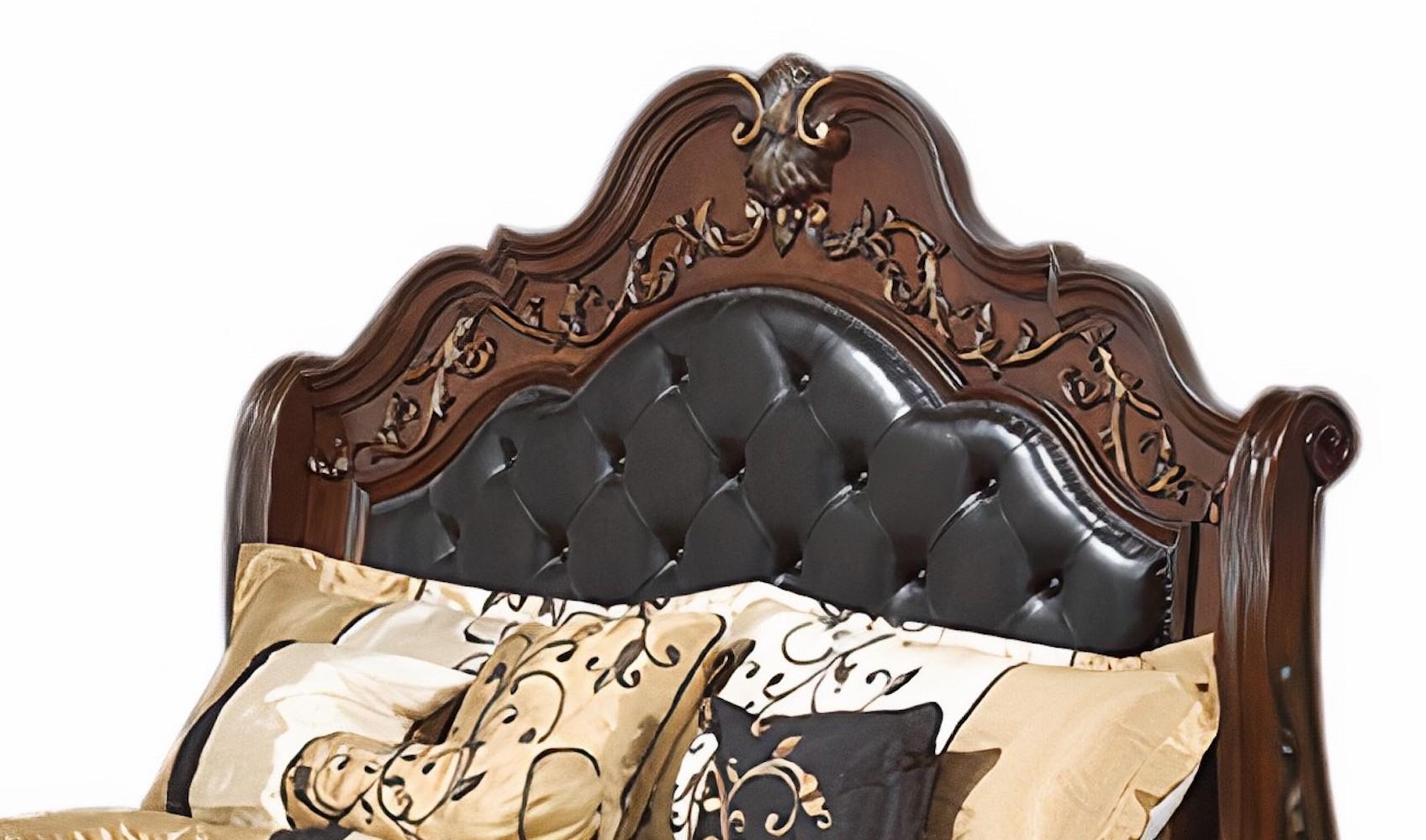 Cleopatra Traditional Style King Bed in Cherry finish Wood