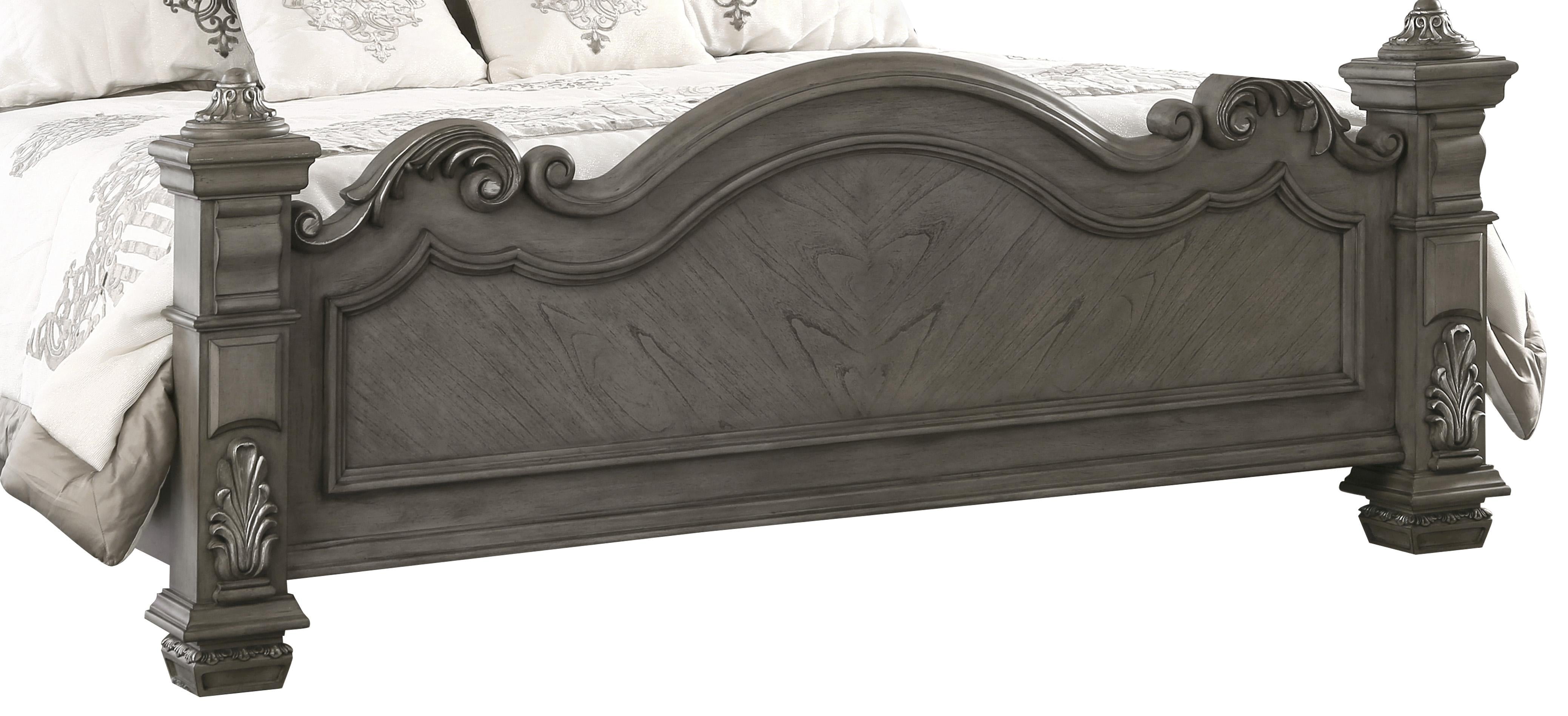 Silvy Transitional Style Queen Bed in Gray finish Wood