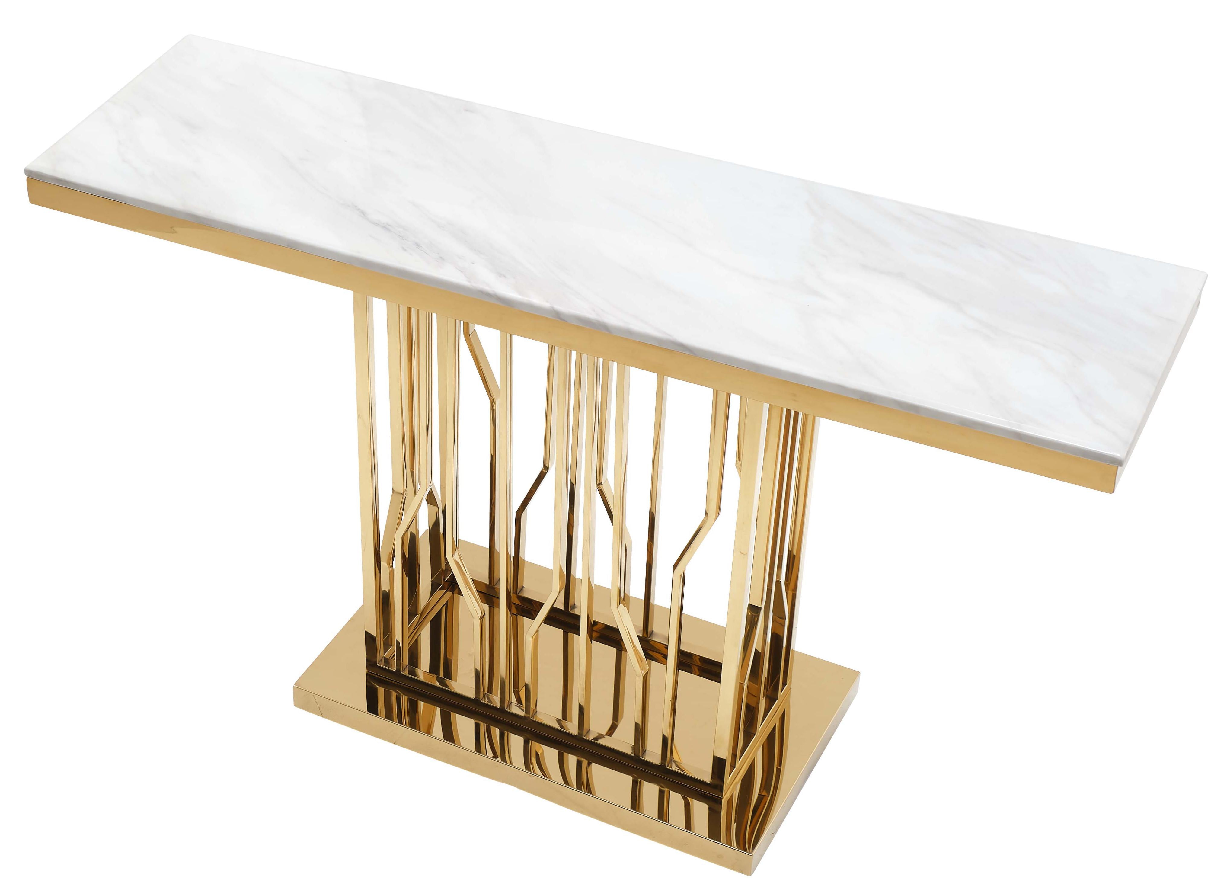 Pandora Modern Style Marble Console Table with Metal Base