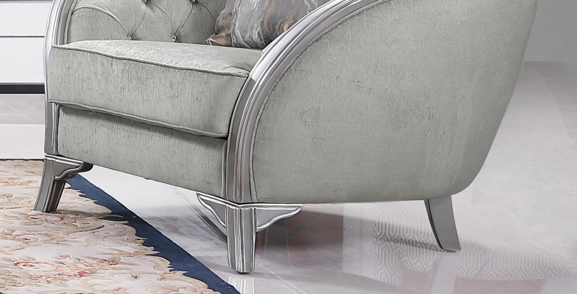 Natalia Transitional Style Chair in Silver finish Wood