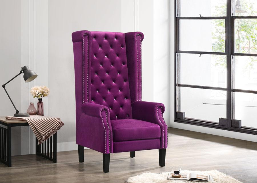 Bollywood Transitional Style Purple Accent Chair