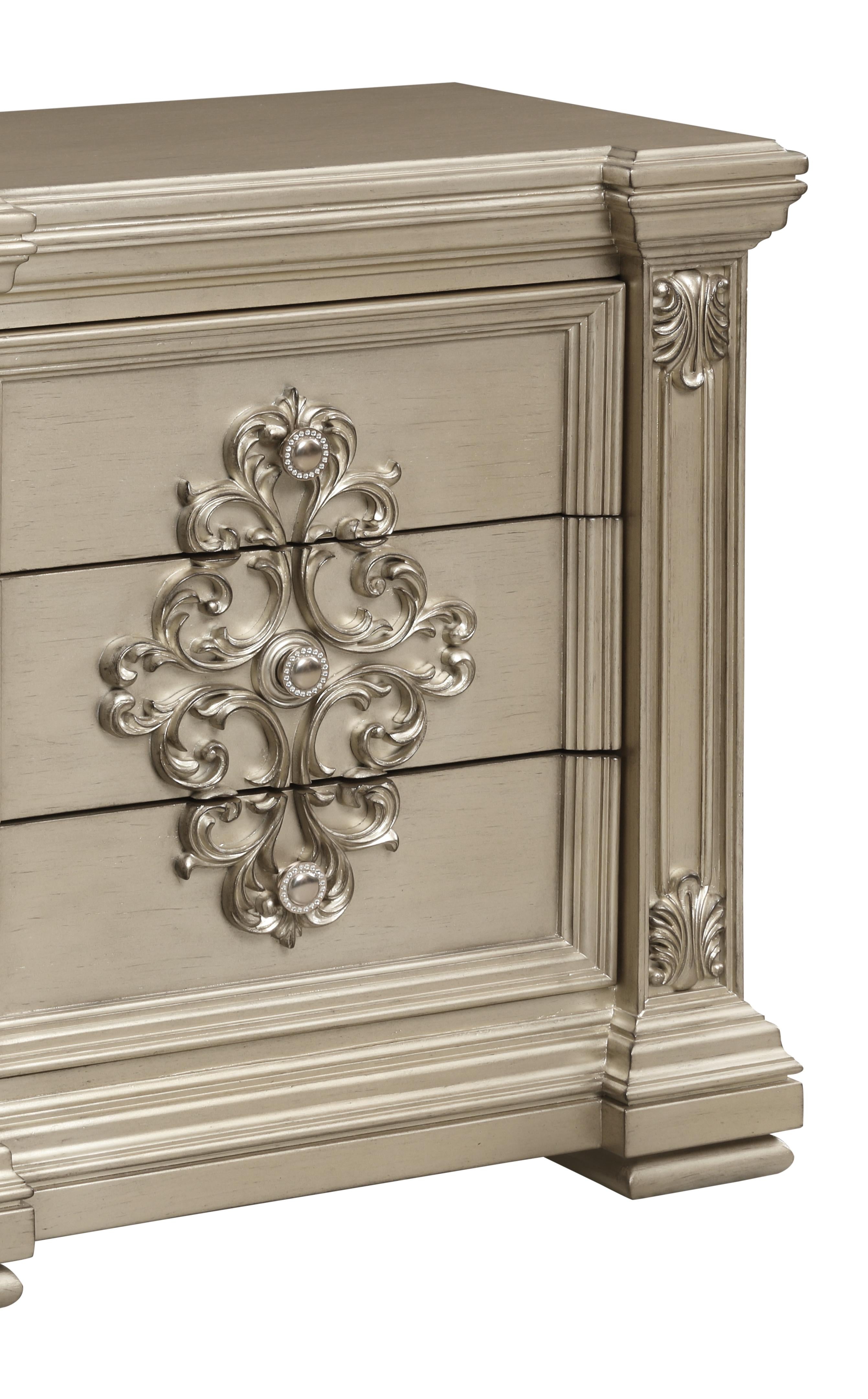 Alicia Transitional Style Nightstand in Beige finish Wood