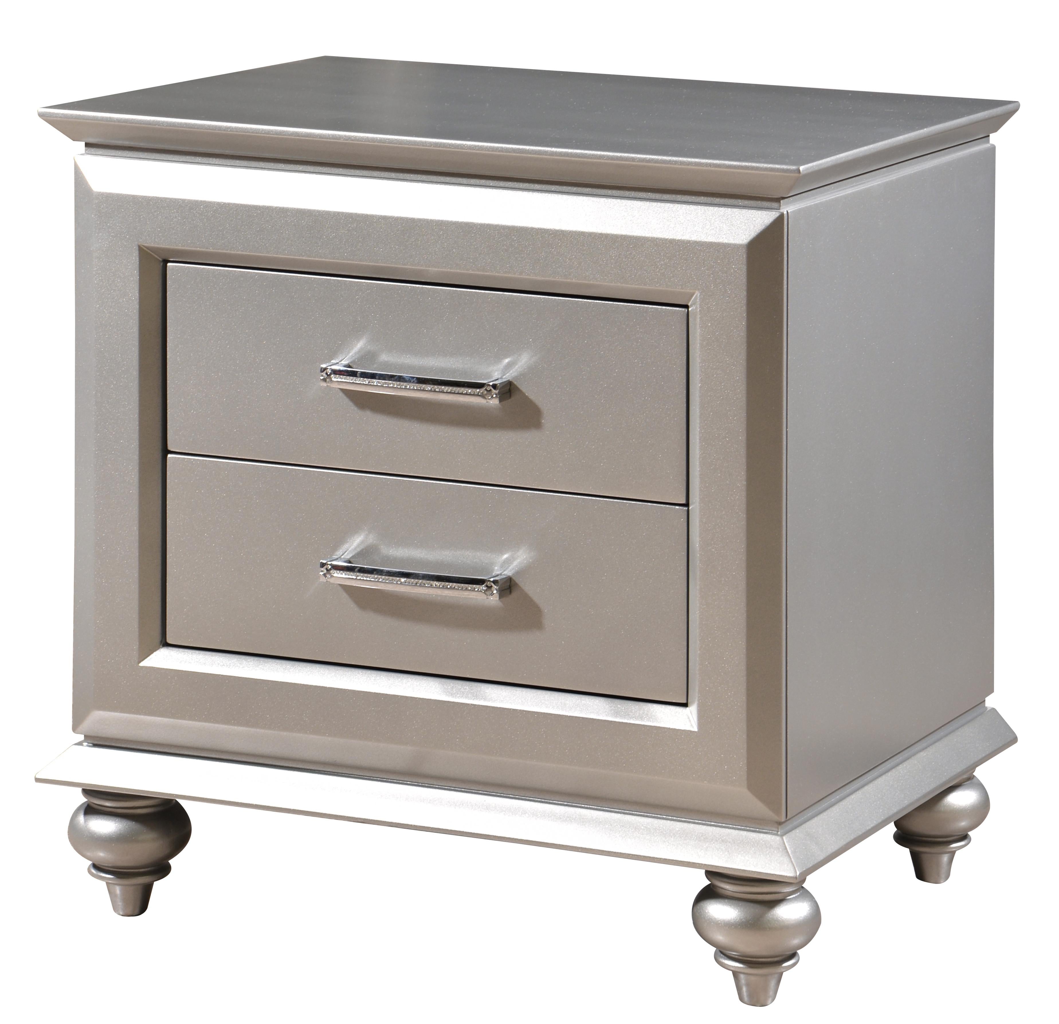 Alia Modern Style Nightstand in Silver finish Wood image