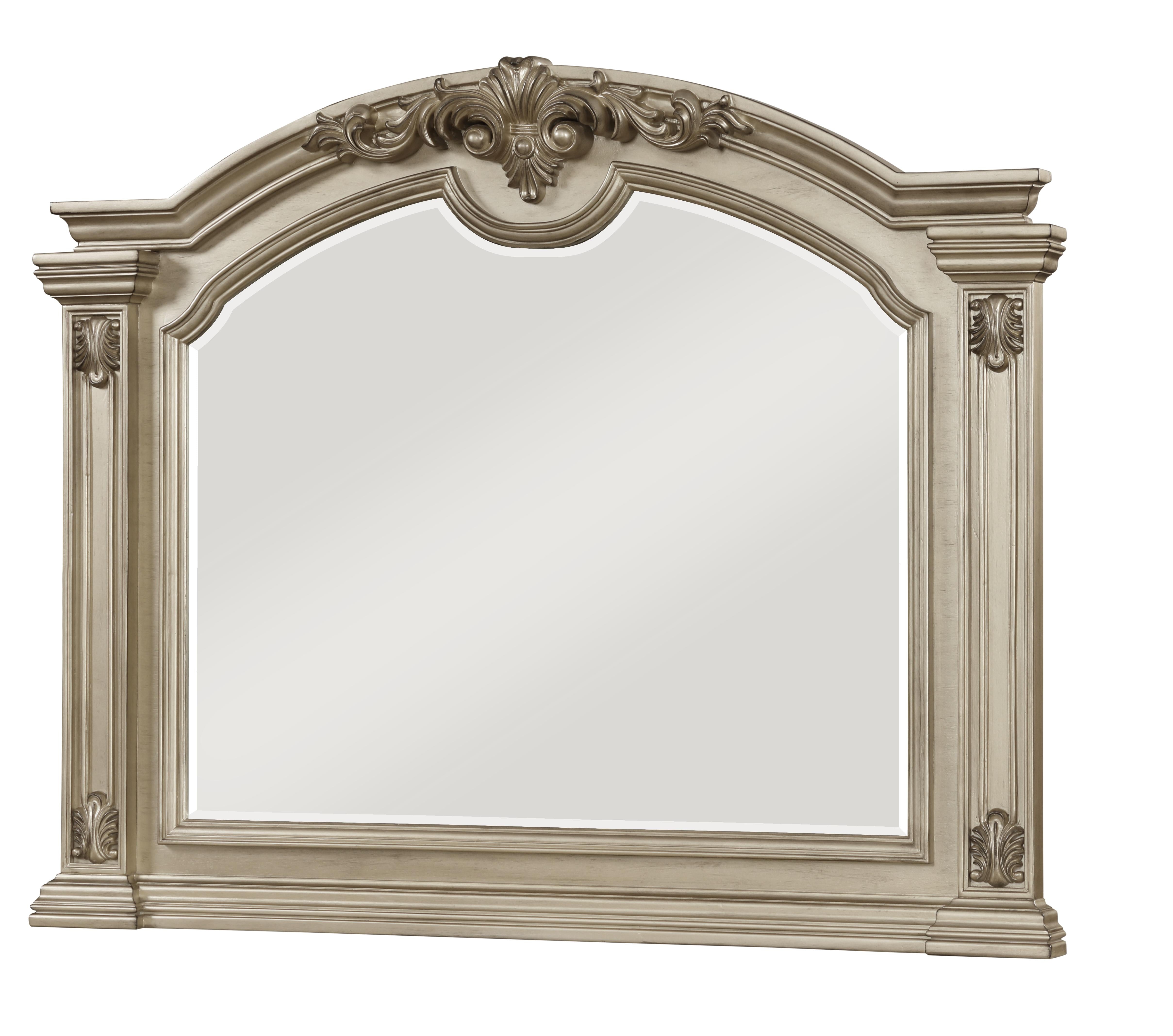 Alicia Transitional Style Mirror in Beige finish Wood