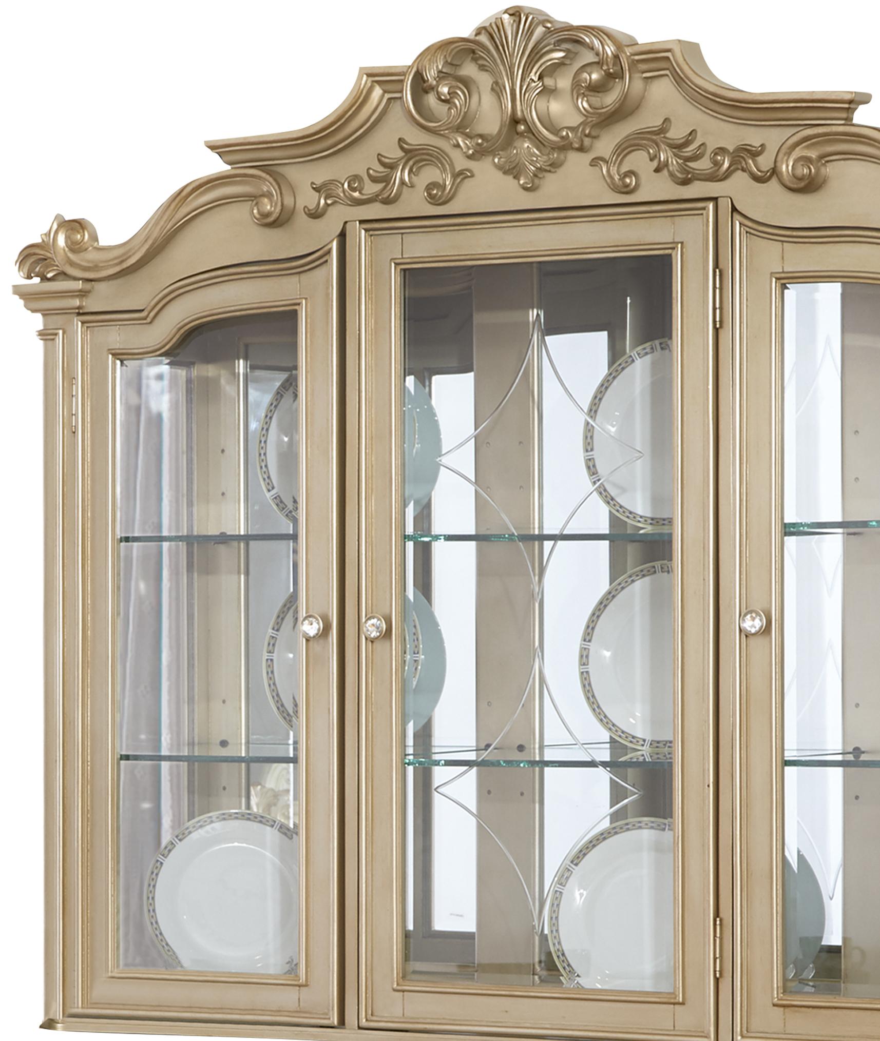 Miranda Transitional Style Dining Hutch in Gold finish Wood