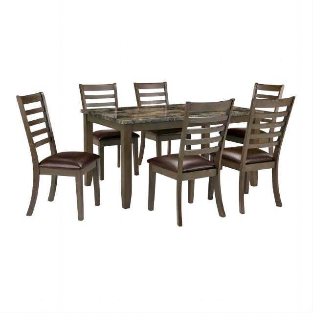 Adia 7 Pc Dinning Table Set Grey & Brown