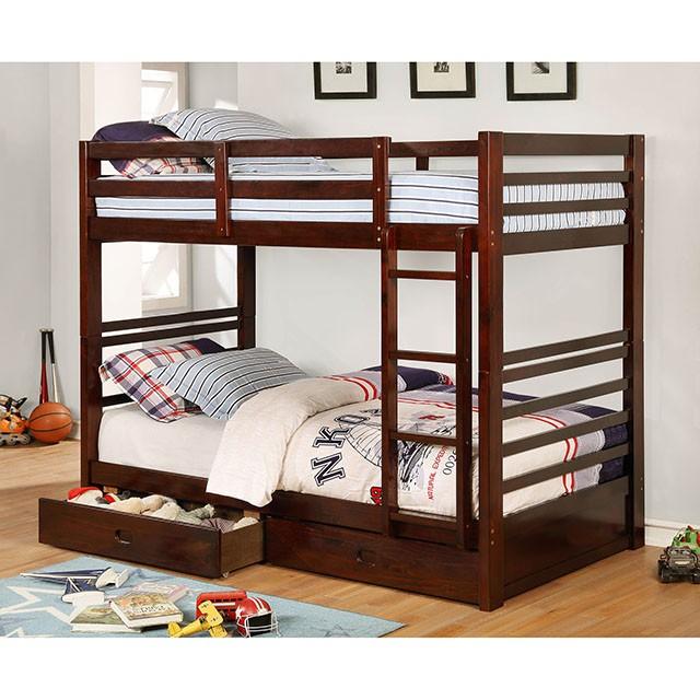 California Iv Black, Walnut, Gray, & White Twin/Twin Bunk Bed