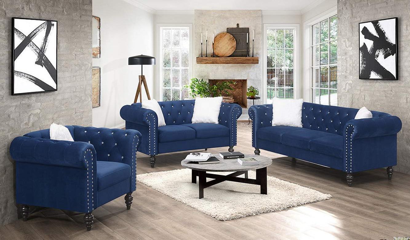 Galaxy Home Emma Loveseat in Navy Blue GHF-808857789310