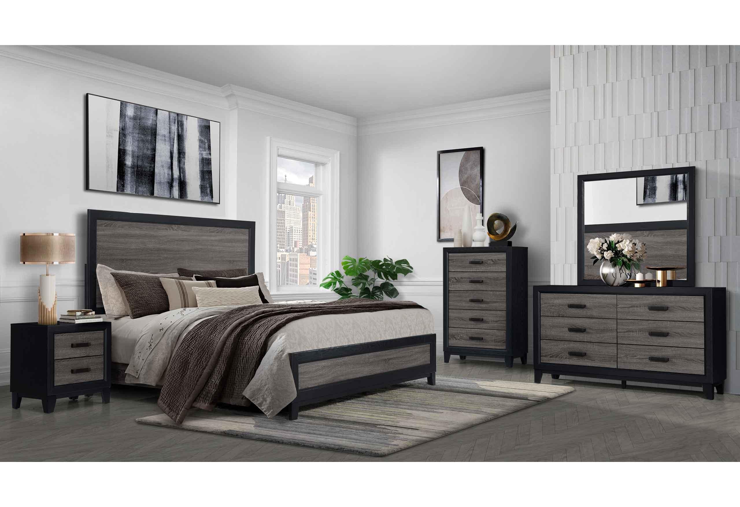 LISBON GREY/BLACK QUEEN BED GROUP
