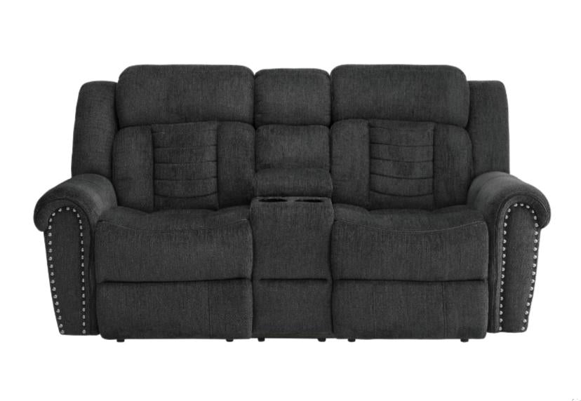 Nutmeg Double Reclining Loveseat in Charcoal Gray 9901CC-2 image