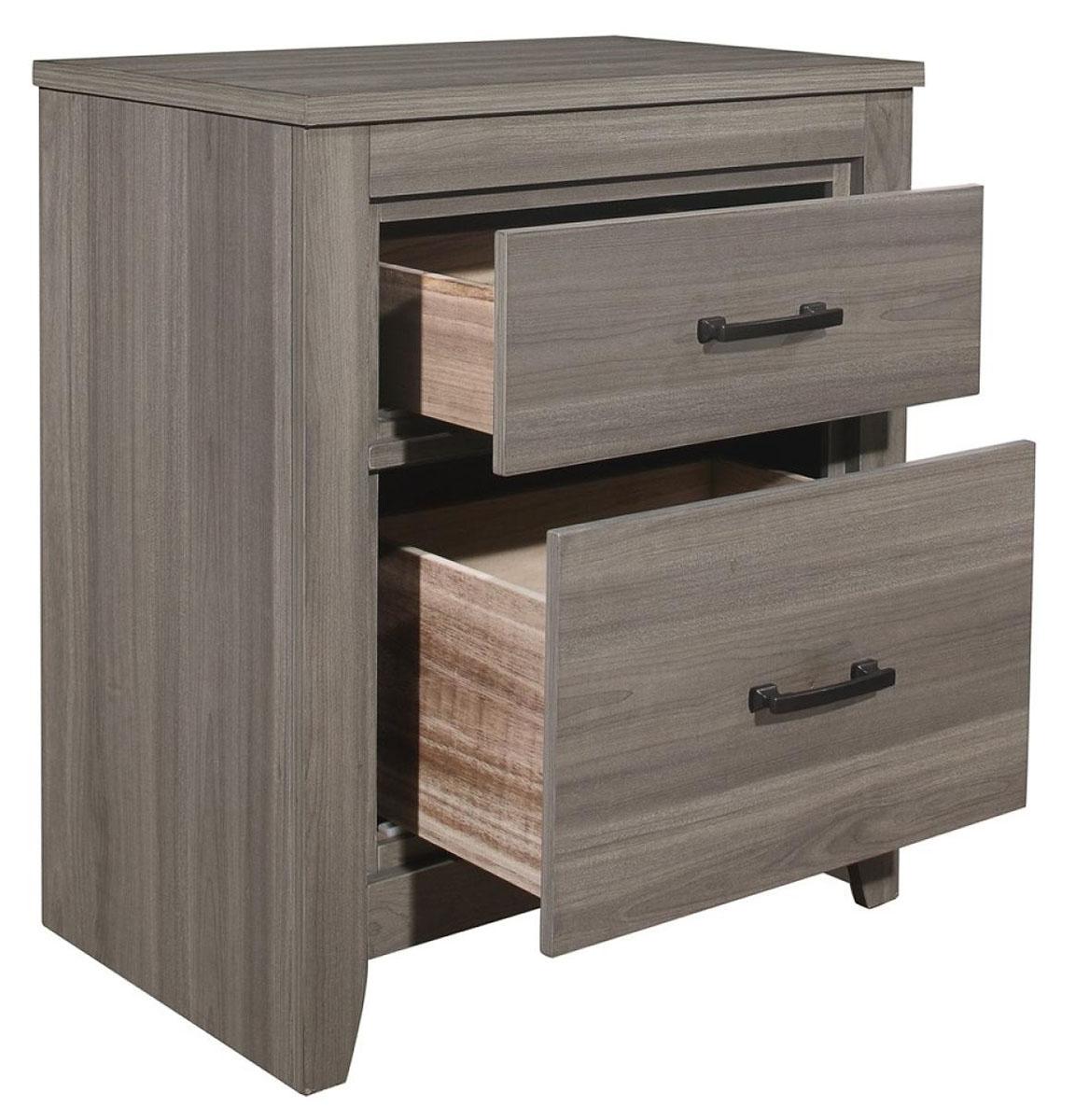 Homelegance Waldorf 2 Drawer Nightstand in Dark Gray 1902-4