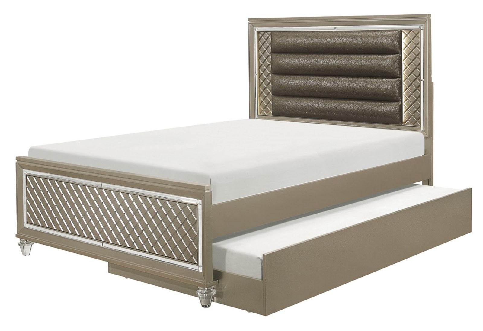 Youth Loudon Twin Platform with Trundle Bed in Champagne Metallic