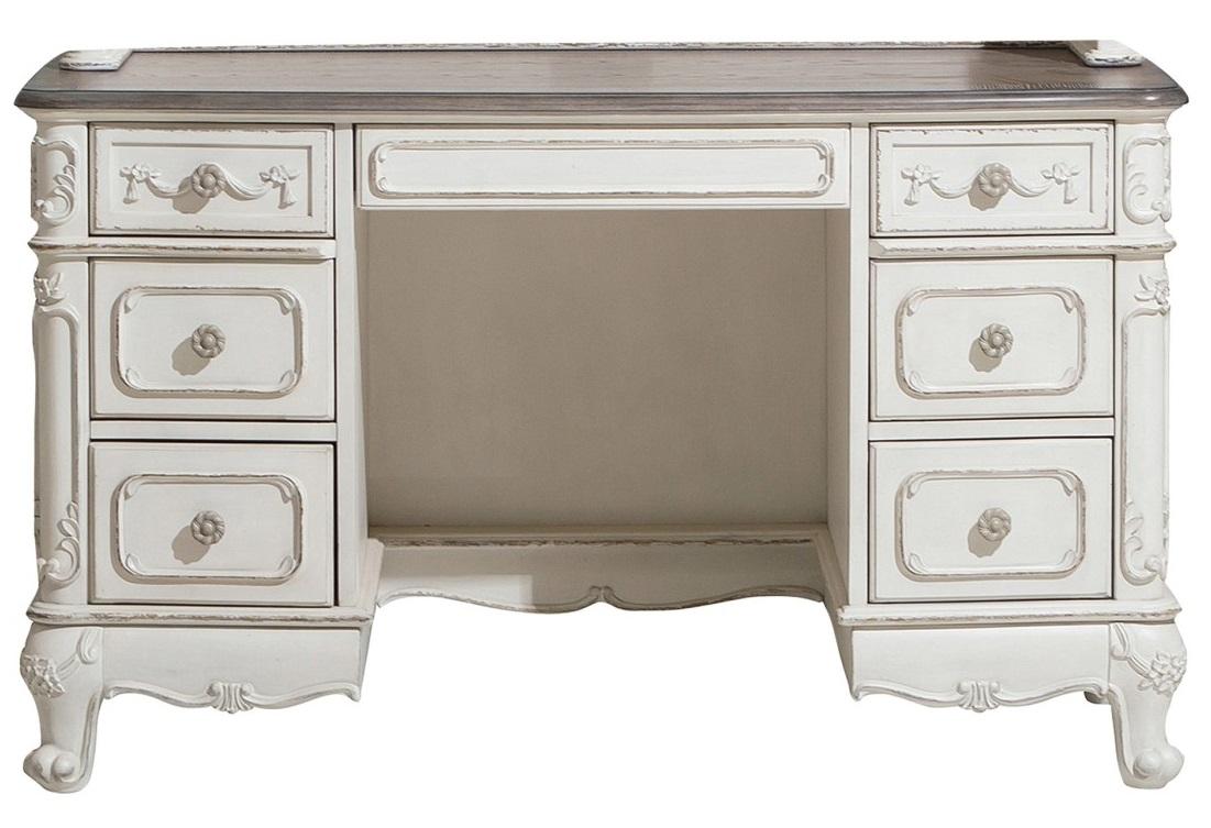 Cinderella Writing Desk in Antique White with Grey Rub-Through 1386NW-11 image