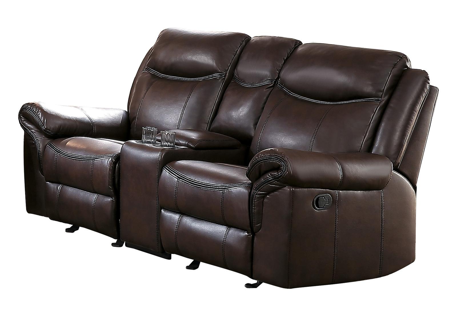 Aram Double Glider Reclining Loveseat in Brown 8206BRW-2 image