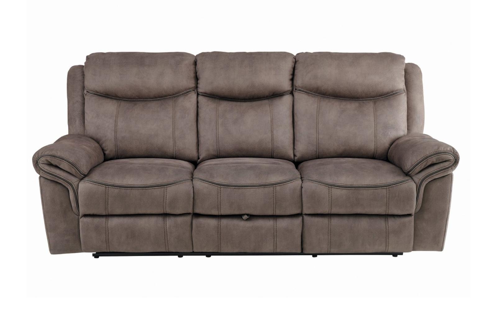 Homelegance Furniture Aram Double Glider Reclining Sofa in Dark Brown 8206NF-3 image