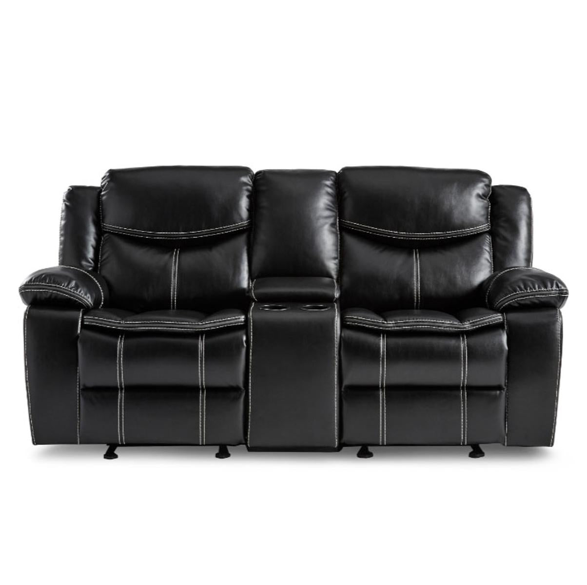 Homelegance Furniture Bastrop Double Glider Reclining Loveseat in Black 8230BLK-2 image