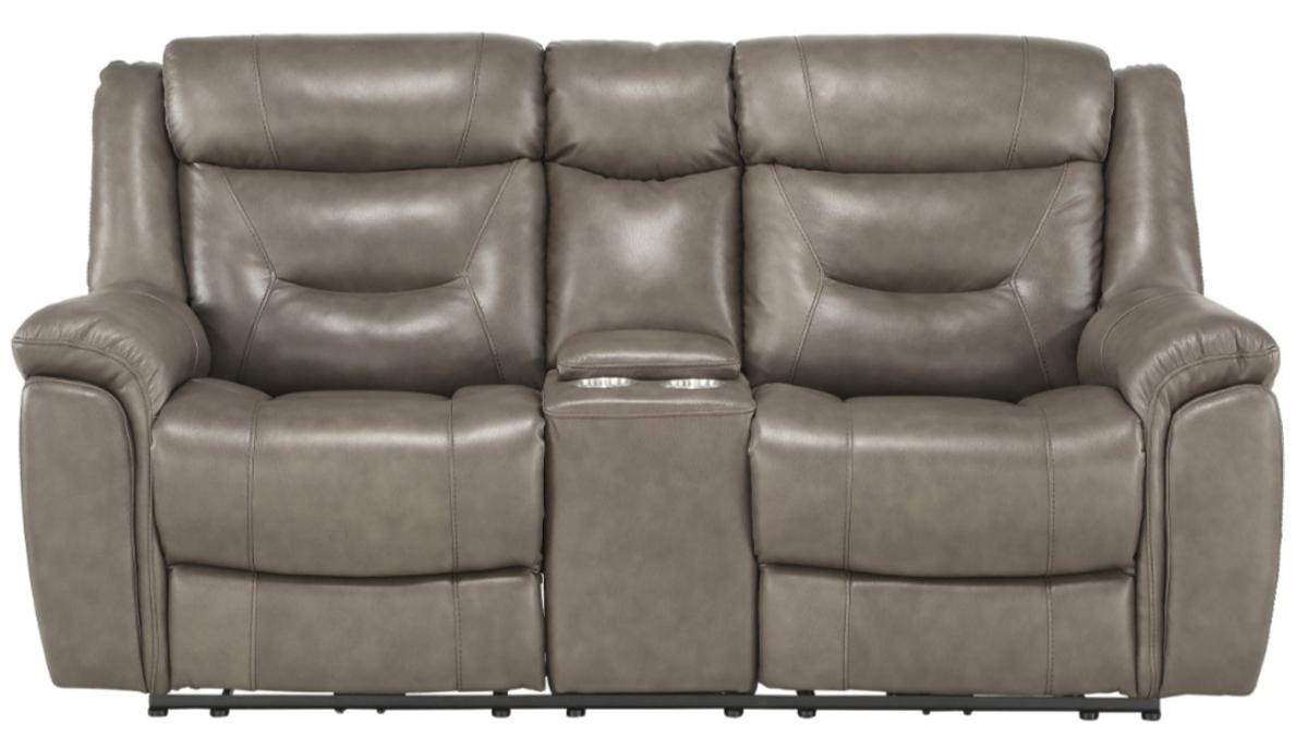 Danio Power Double Reclining Loveseat with Power Headrests in Brownish Gray 9528BRG-2PWH image