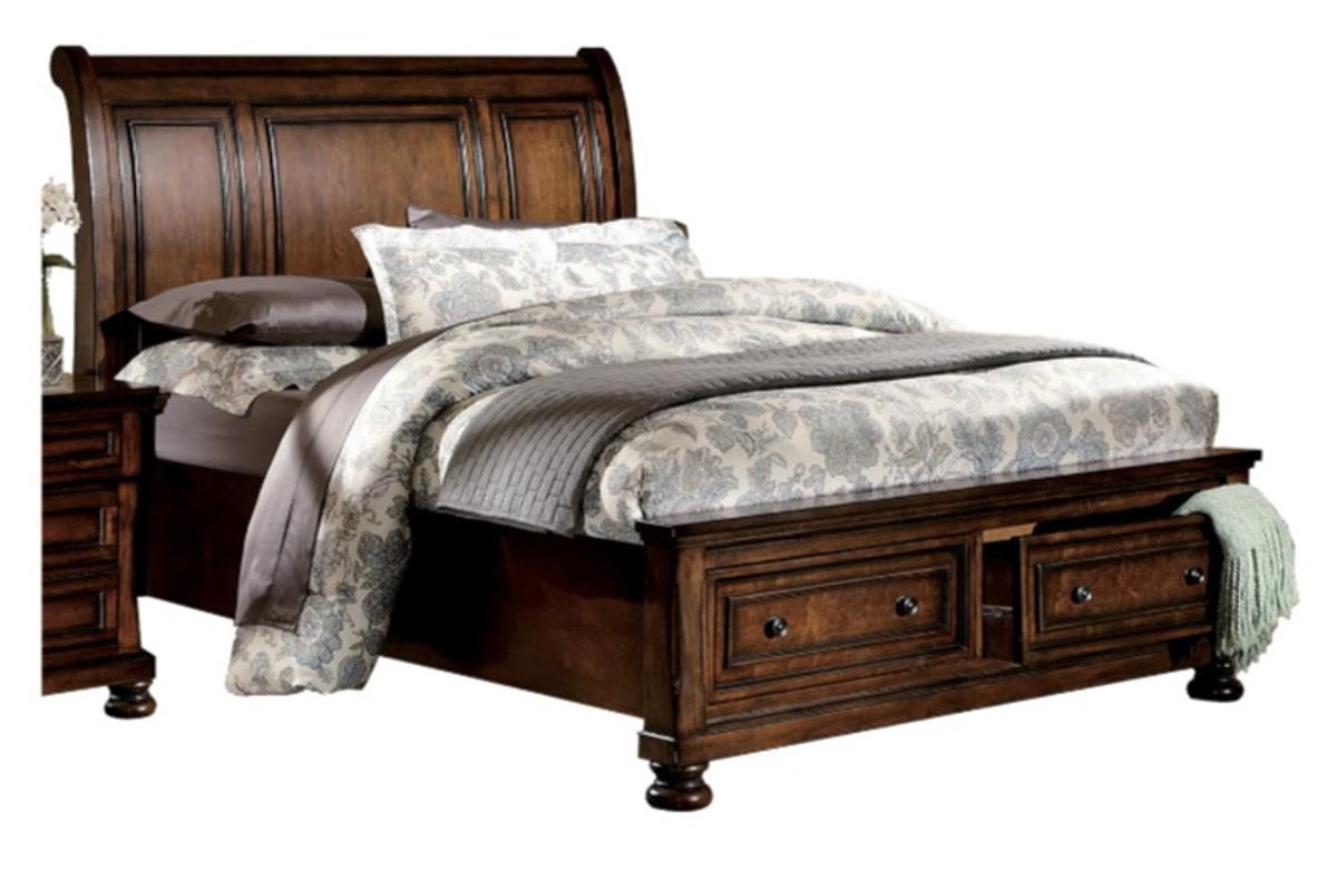 Cumberland King Sleigh Platform Bed with Footboard Storage in Brown Cherry 2159K-1EK*
