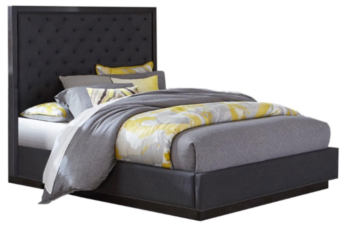 Larchmont Queen Upholstered Platform Bed in Charcoal 5424-1*