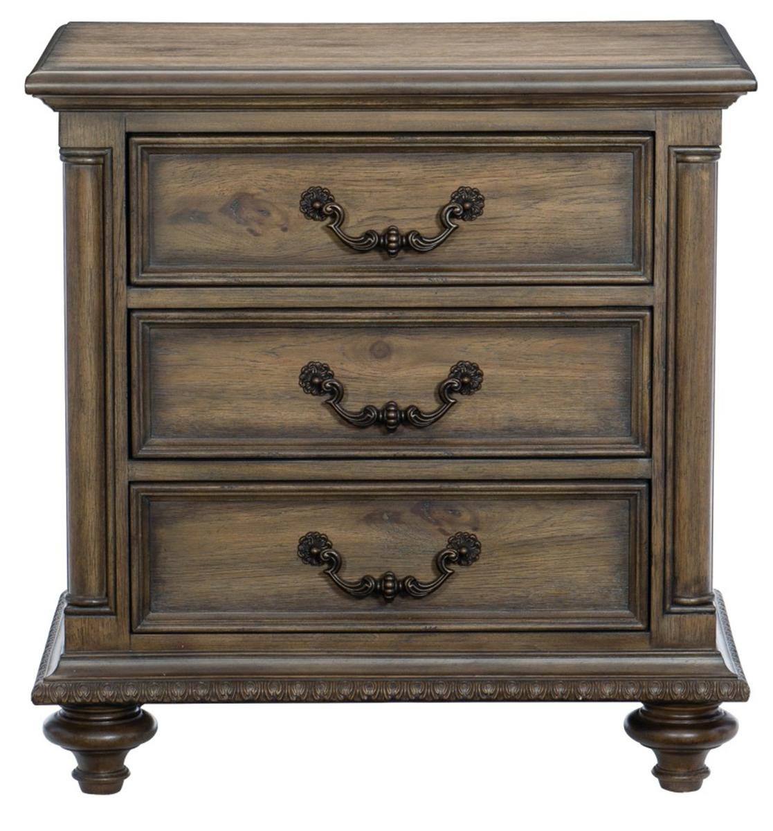 Rachelle 3 Drawer Nightstand in Weathered Pecan 1693-4 image