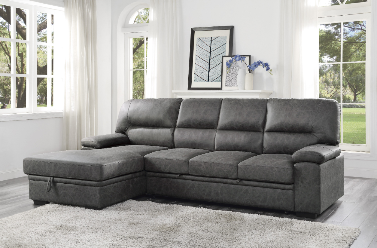 Michigan Sectional with Pull Out Bed and Left Chaise in Dark Gray 9407DG*2LC3R image