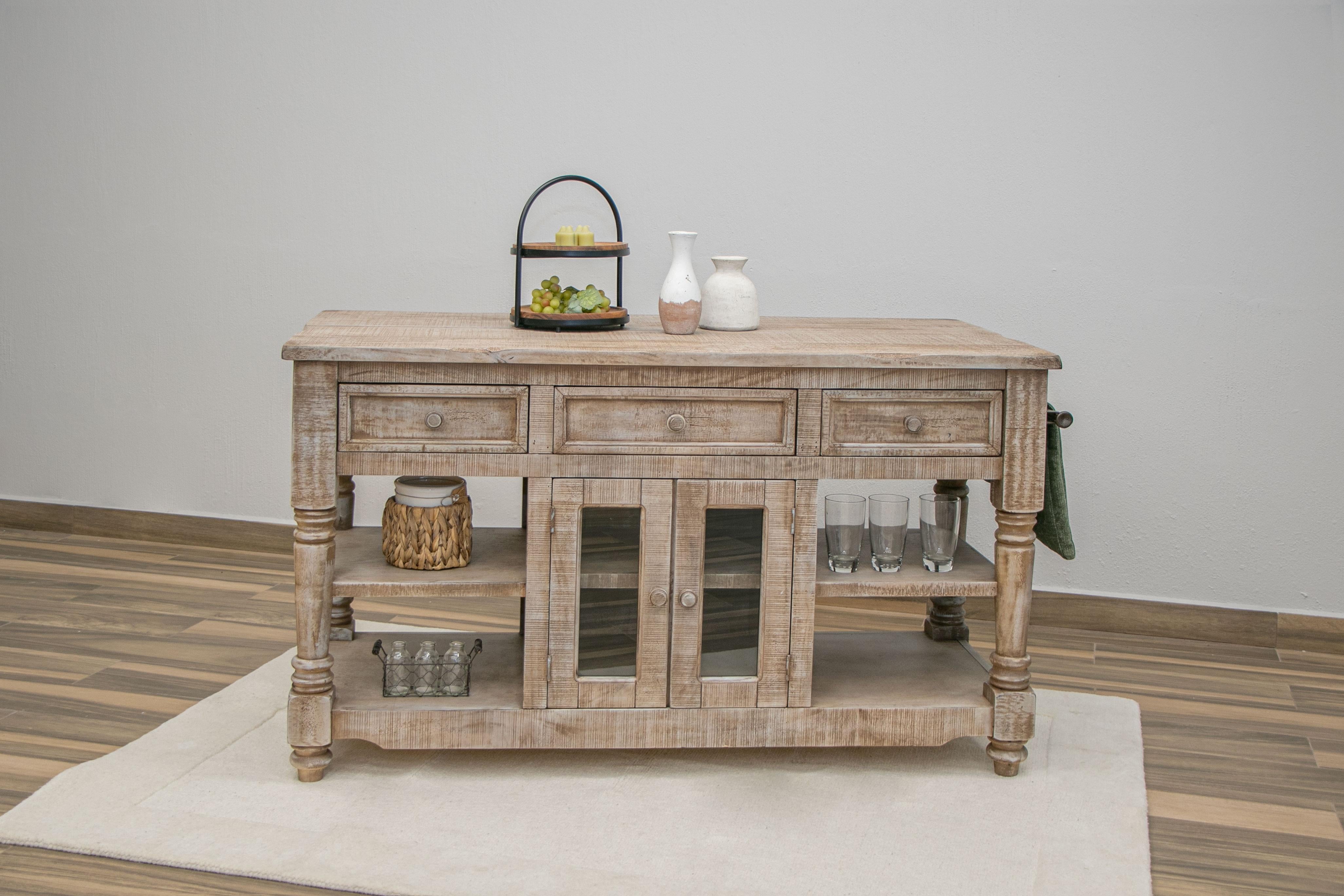 Aruba Kitchen Island, w/ Drift Sand finish