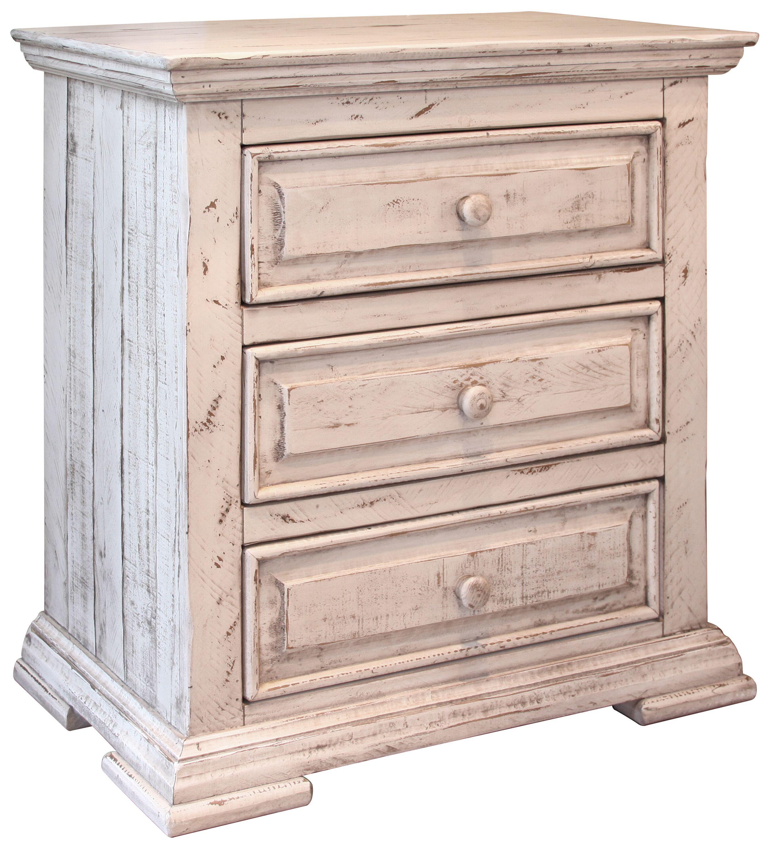 Terra 3 Drawer Nightstand in Distressed Vintage White image