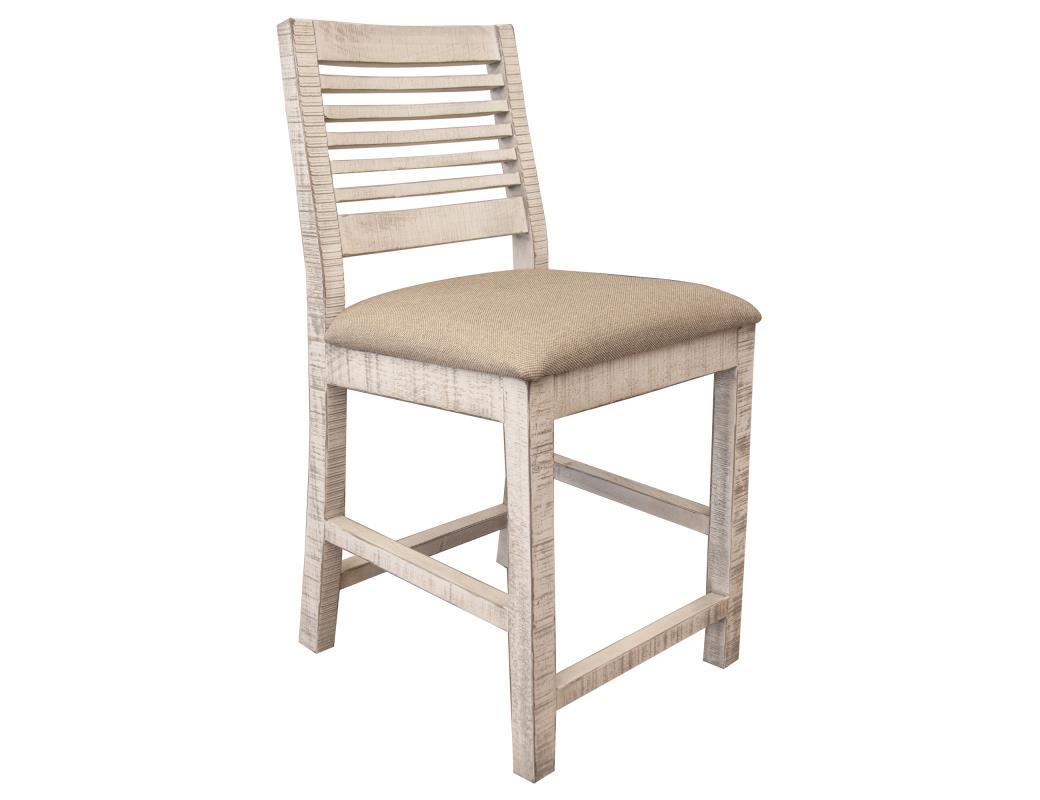 Stone 24" Barstool w/Ivory Finish and Fabric Seat ** image