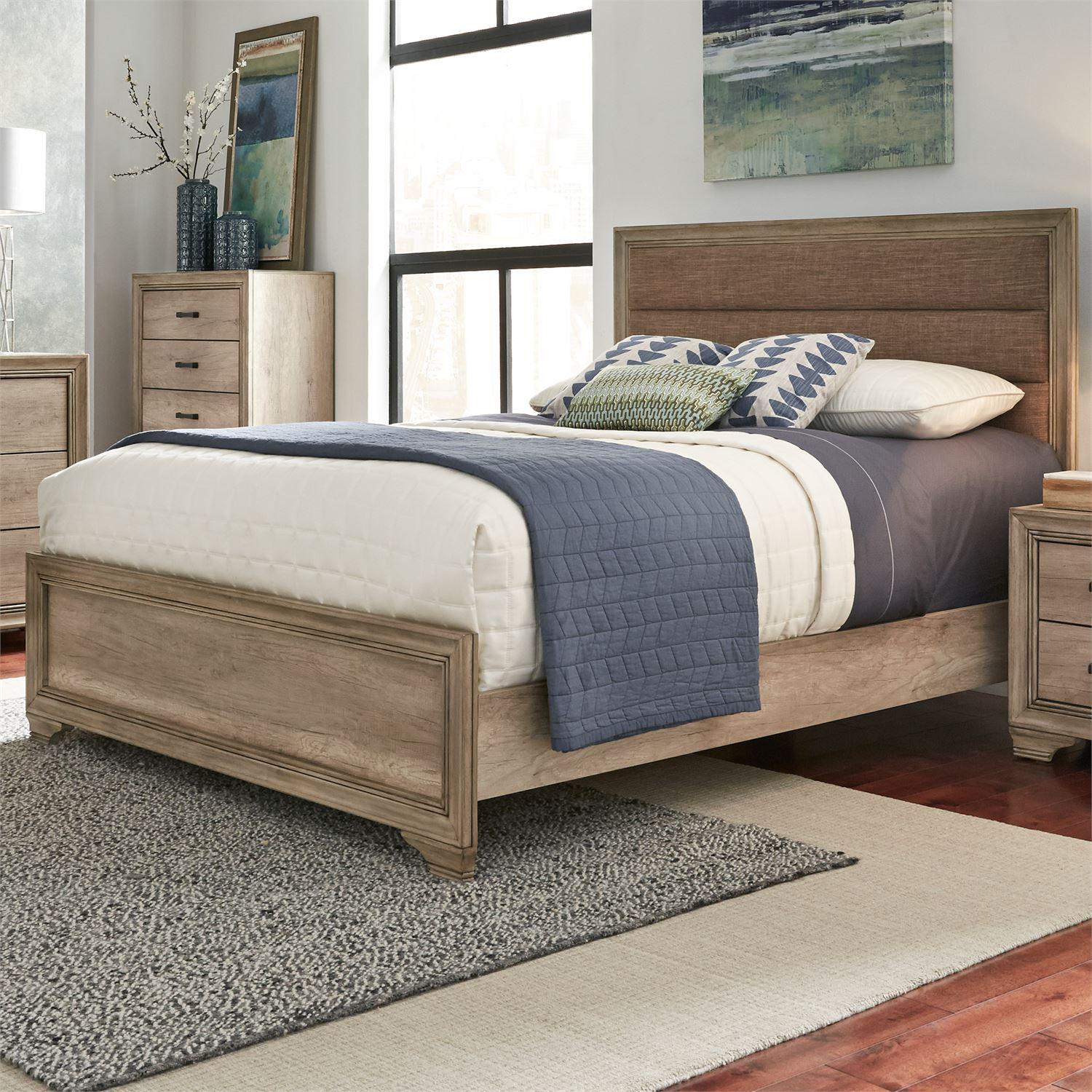 Liberty Sun Valley King Upholstered Panel Bed in Sandstone 439-BR-KUB