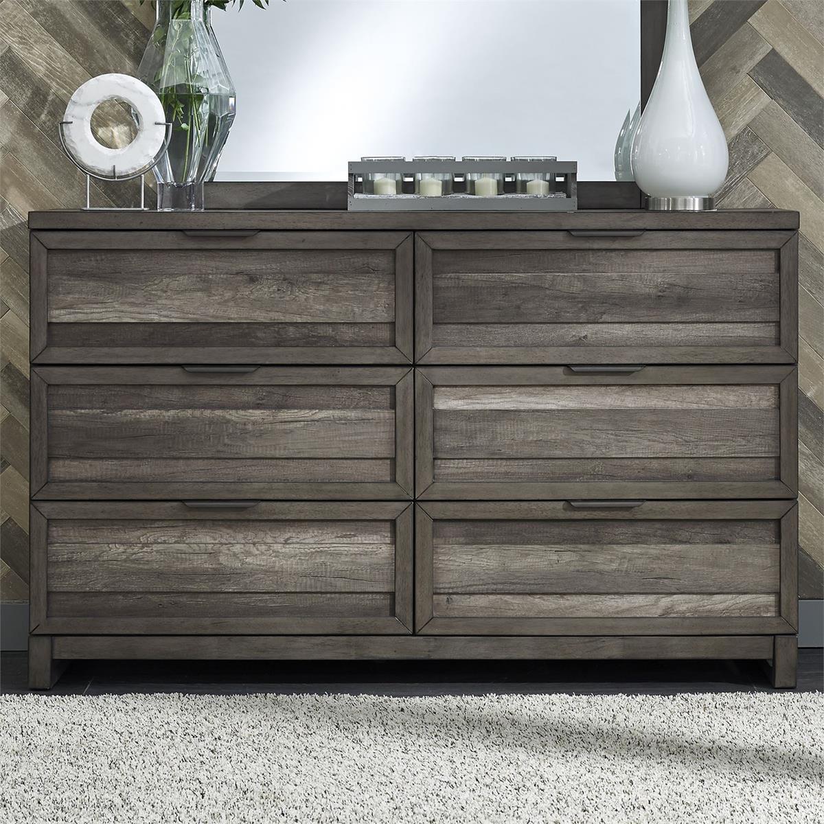 Liberty Furniture Tanners Creek 6 Drawer Dresser in Greystone image