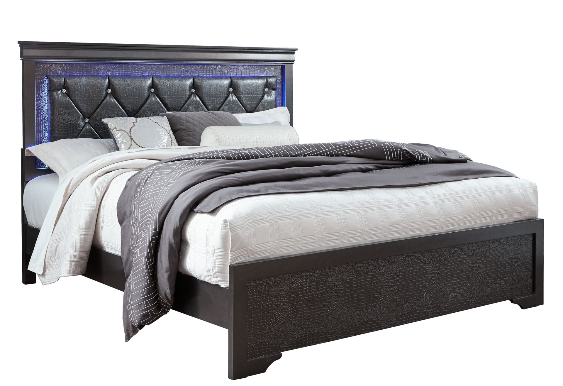 Pompei Metallic Grey Bed With Led