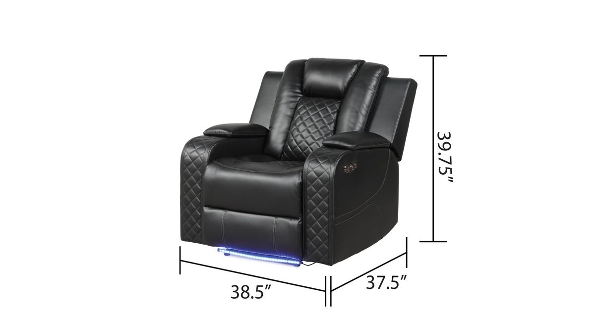 Galaxy Home Benz LED & Power Recliner Chair in Black