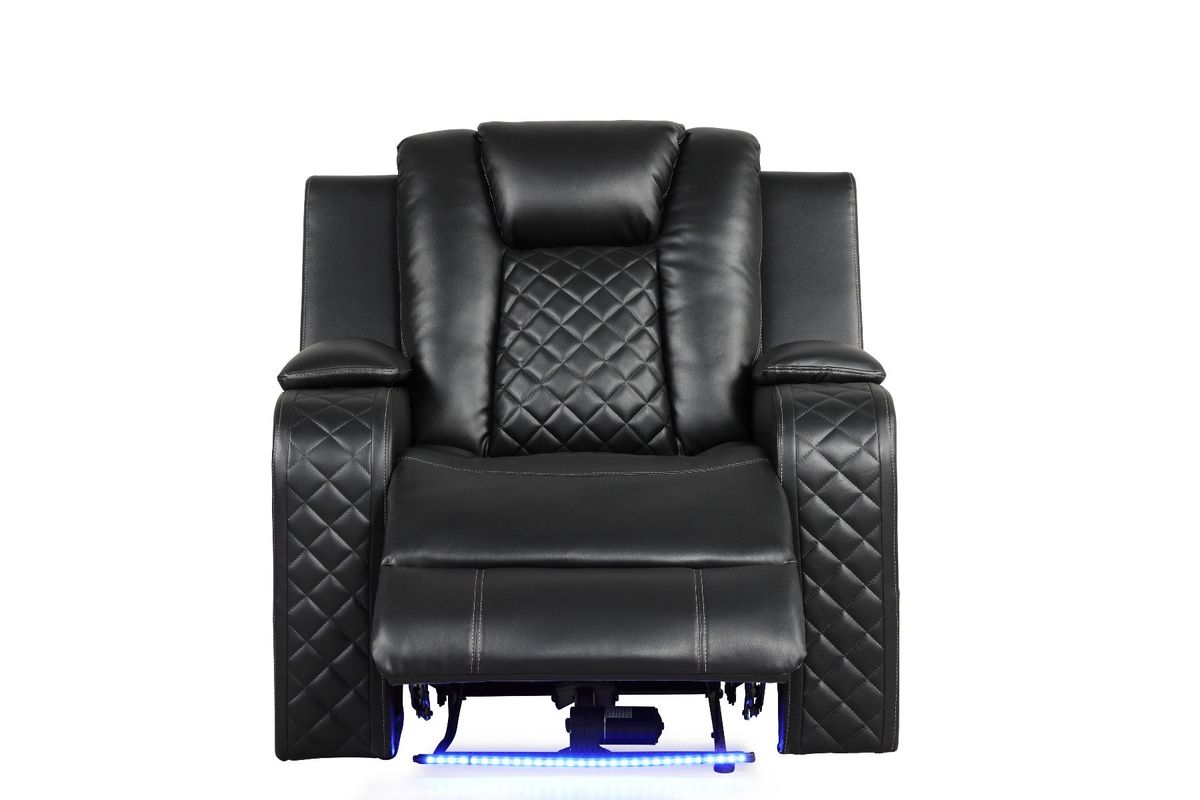 Galaxy Home Benz LED & Power Recliner Chair in Black