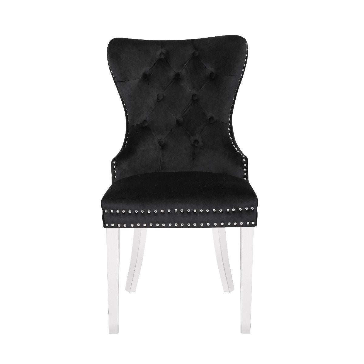 Galaxy Home Erica Stainless Steel Legs Dining Chair (Set of 2) in Black