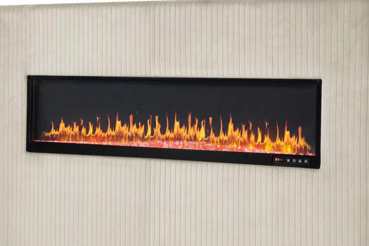 Galaxy Home Lizelle Queen Bed in with Ambient Lighting in Beige