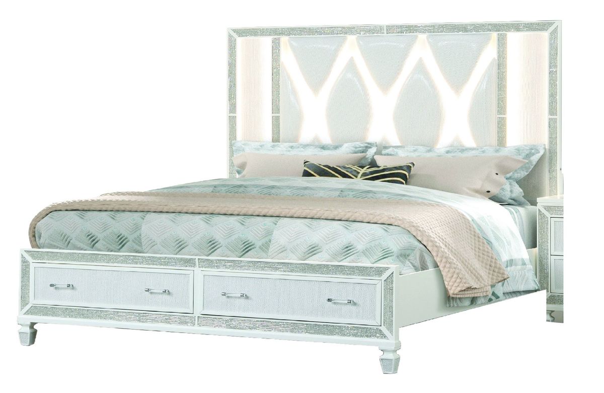Galaxy Home Crystal Queen Bed in White image