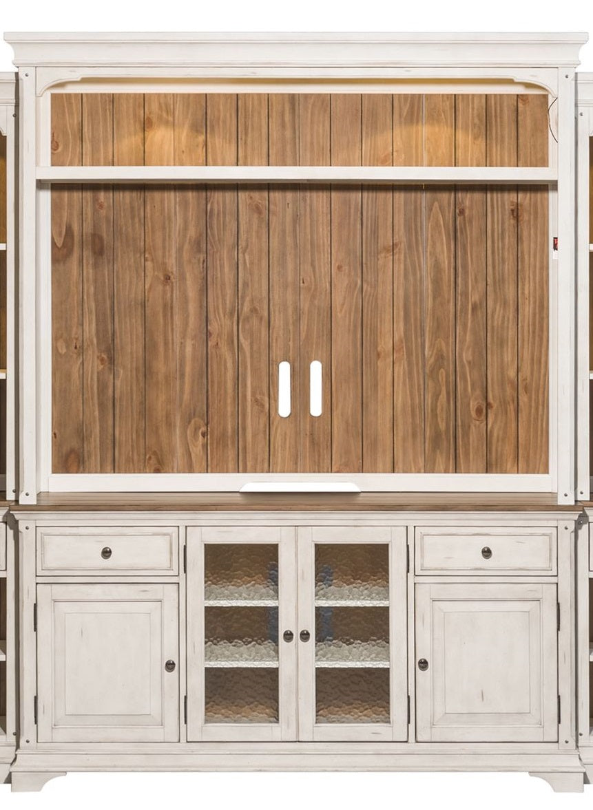 Liberty Morgan Creek 66" Entertainment TV Stand with Hutch Antique White image