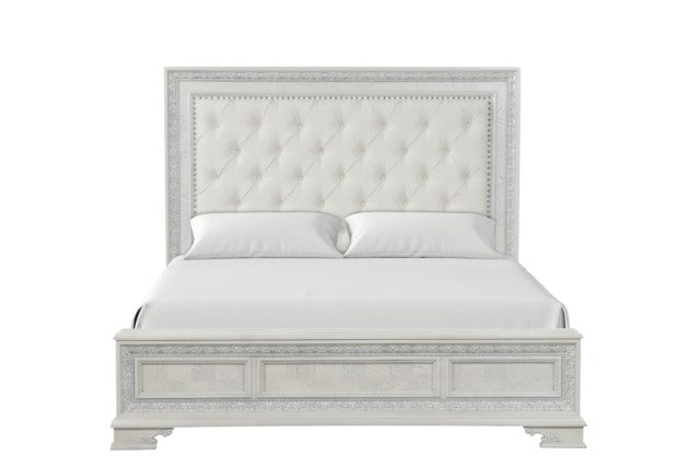 Stella Mia 4 Pc 5 Pc Queen Bedroom Set White & White