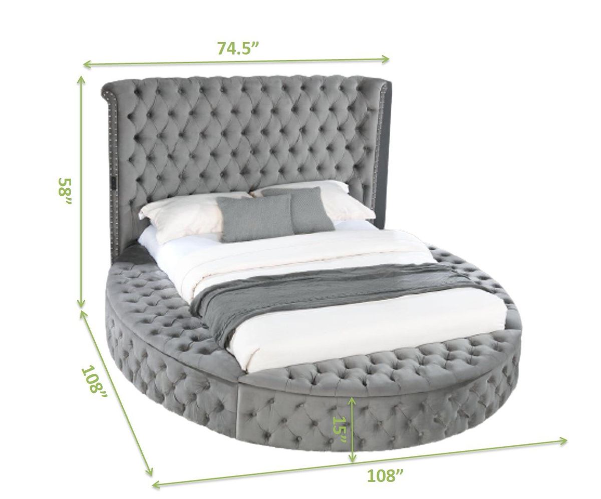 Galaxy Home Hazel Queen Bed in Gray