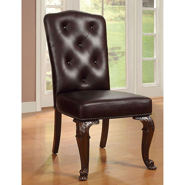 Bellagio Brown Cherry/Pattern Leatherette Side Chair (2/CTN)