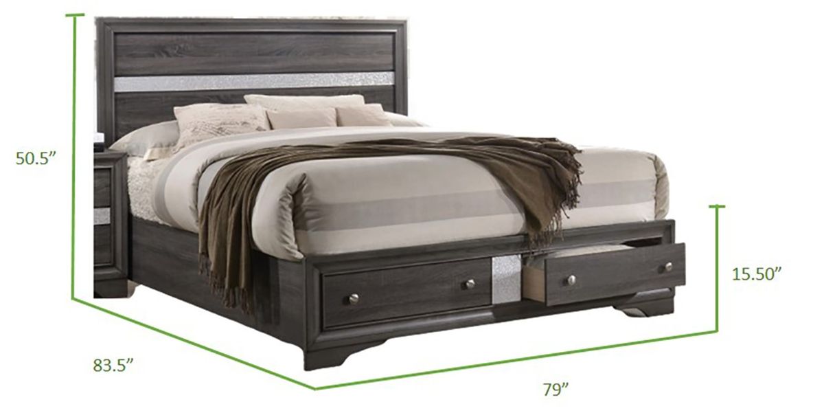 Galaxy Home Matrix King Bed in Gray